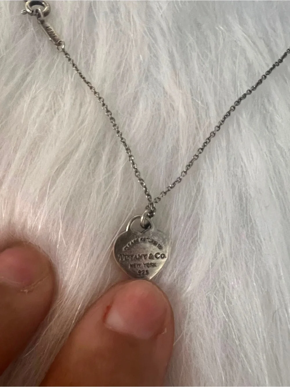 Tiffany & Co. Silver Heart Tag Necklace with Chain